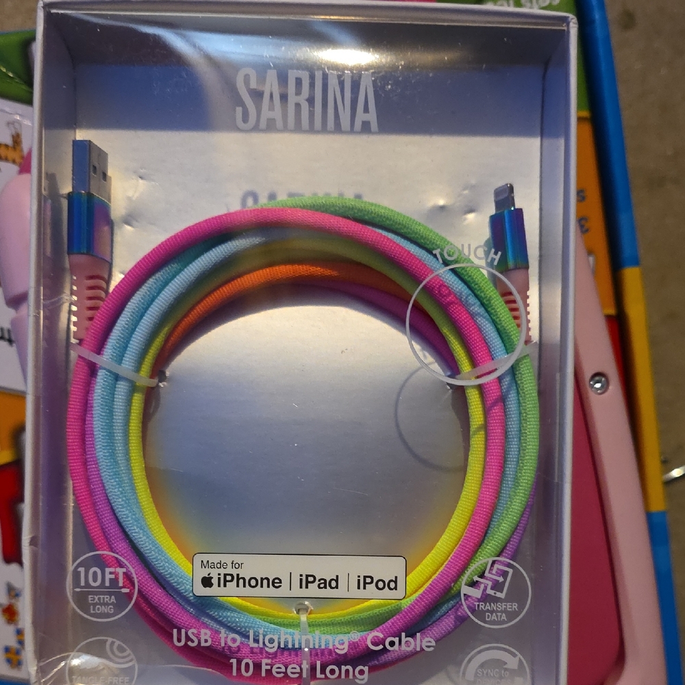 Sarina Rainbow USB to Lightning Cable 10ft